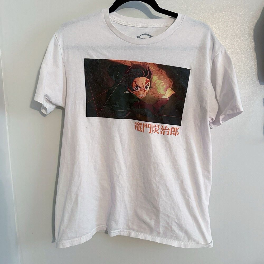 Demon Slayer Anime Tanjiro White T-Shirt-Size M Youth‎